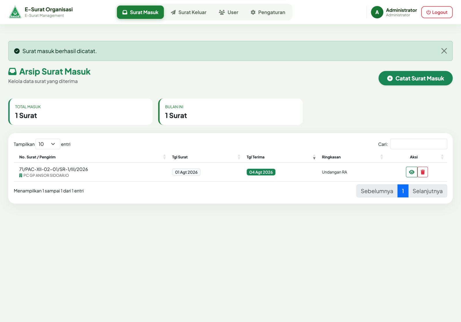 Screenshot 3: E-SURAT ORGANISASI GP ANSOR